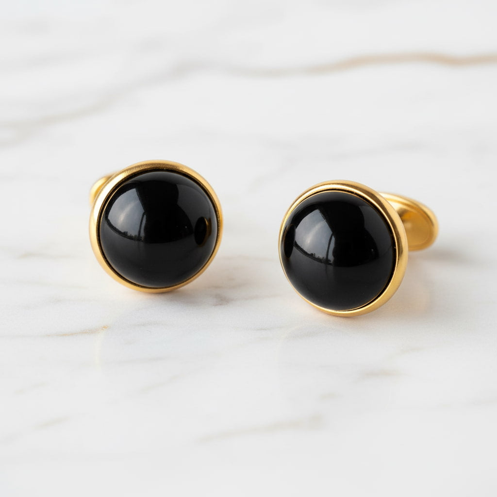 Obsidian Manschettenknöpfe - Kraft & Schutz CrystalScents