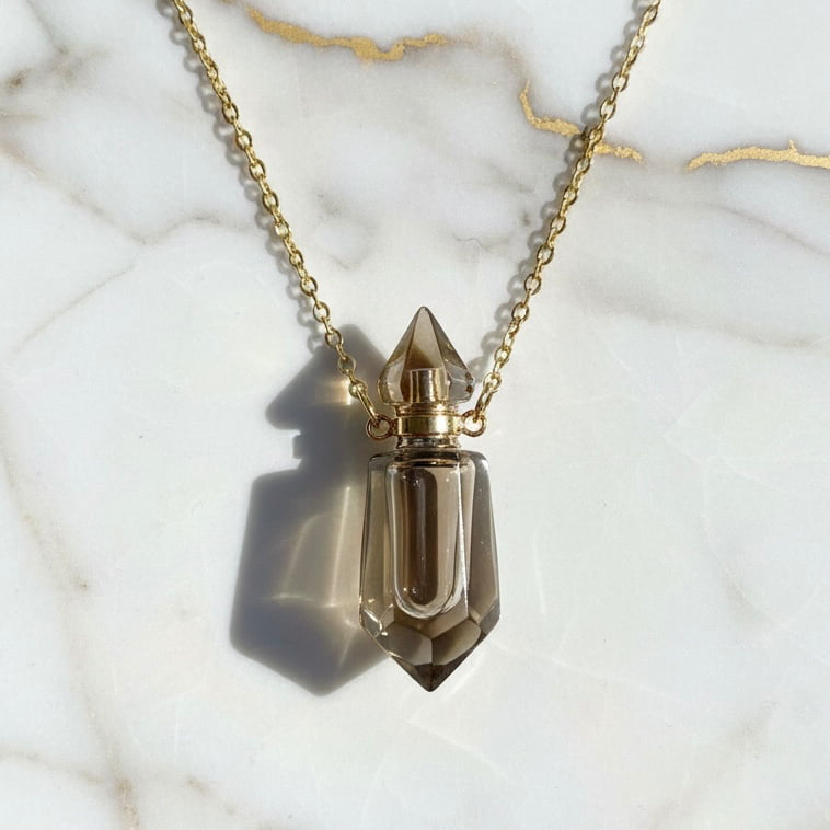 Rauchquarz Halskette - Parfümfläschchen CrystalScents