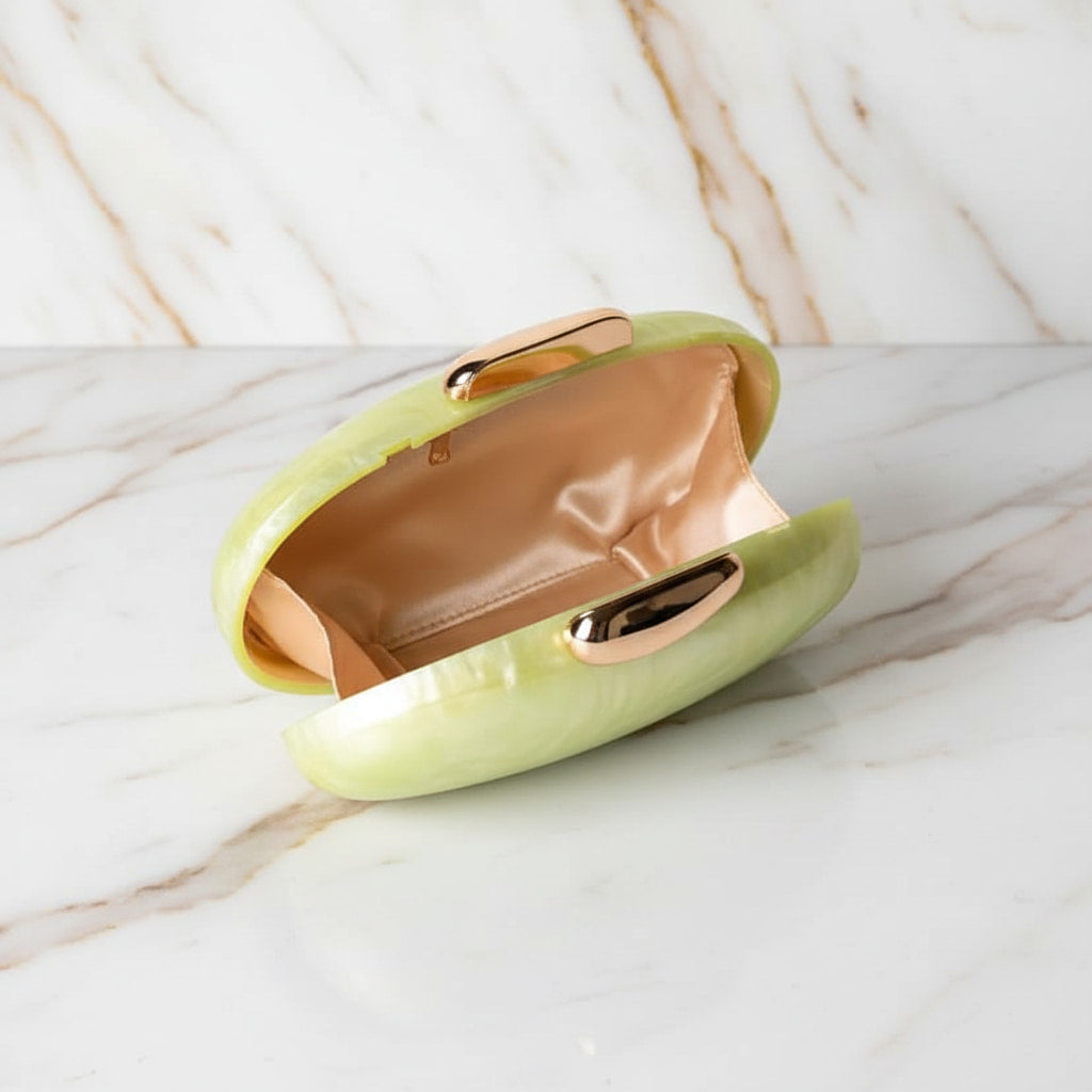 Clutch in Pistaziengrün - schimmerndem Perlmutt-Effekt CrystalScents