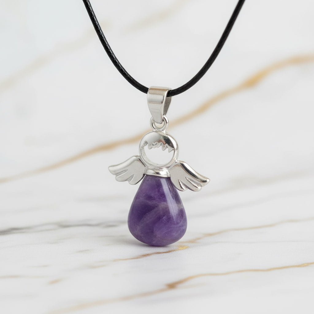 Amethyst Halskette – Engel Anhänger für Schutz & Harmonie CrystalScents