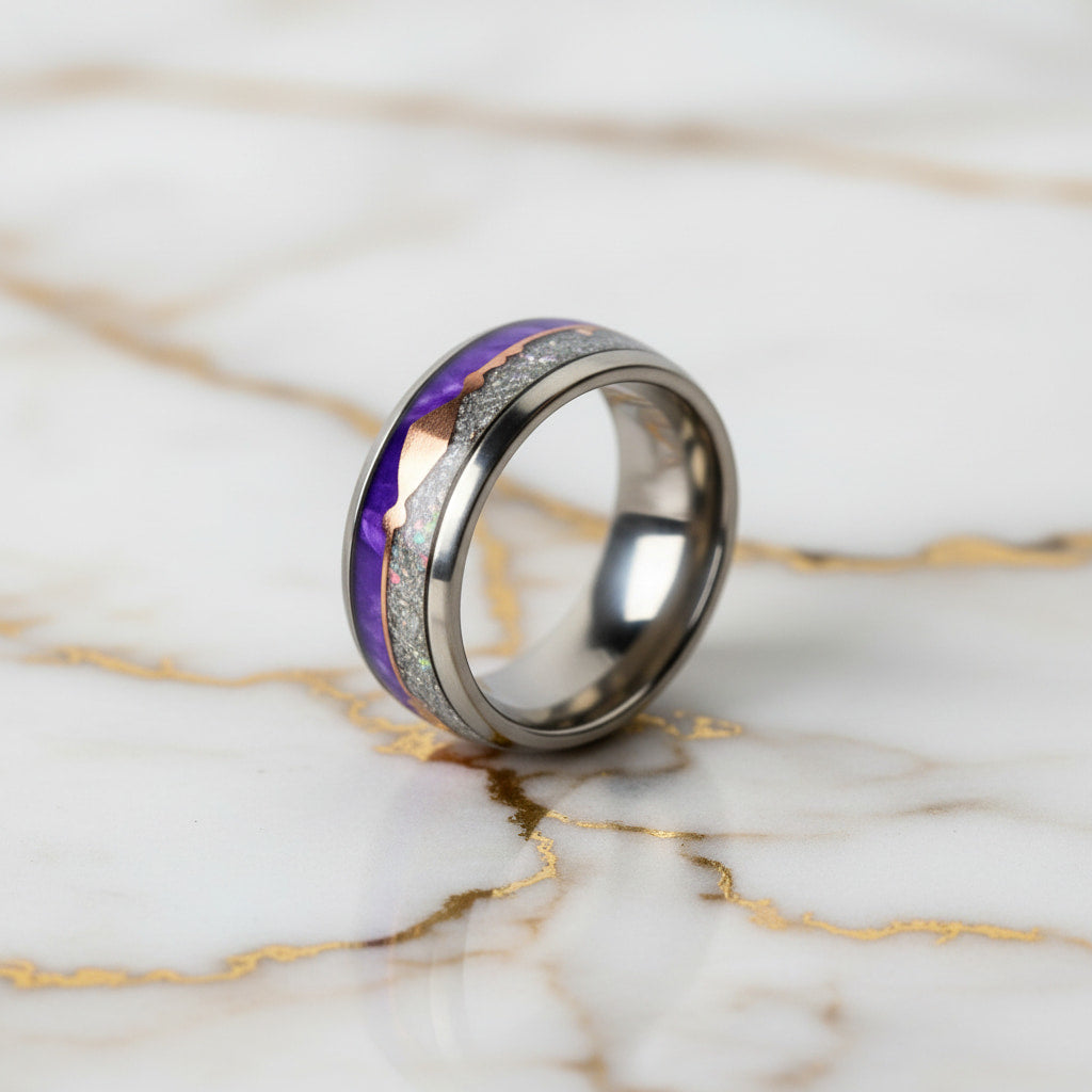 Ring mit lila Pfeil-Design – für markanten Look CrystalScents
