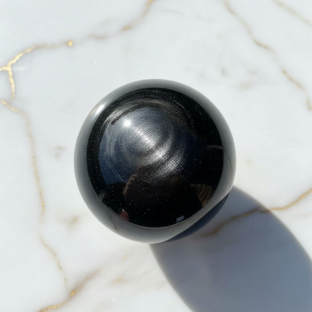 Silber Obsidian Kugel – Silber Schimmer CrystalScents