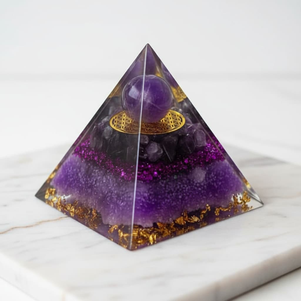 Amethyst Orgonit Pyramide - tiefe Energie CrystalScents