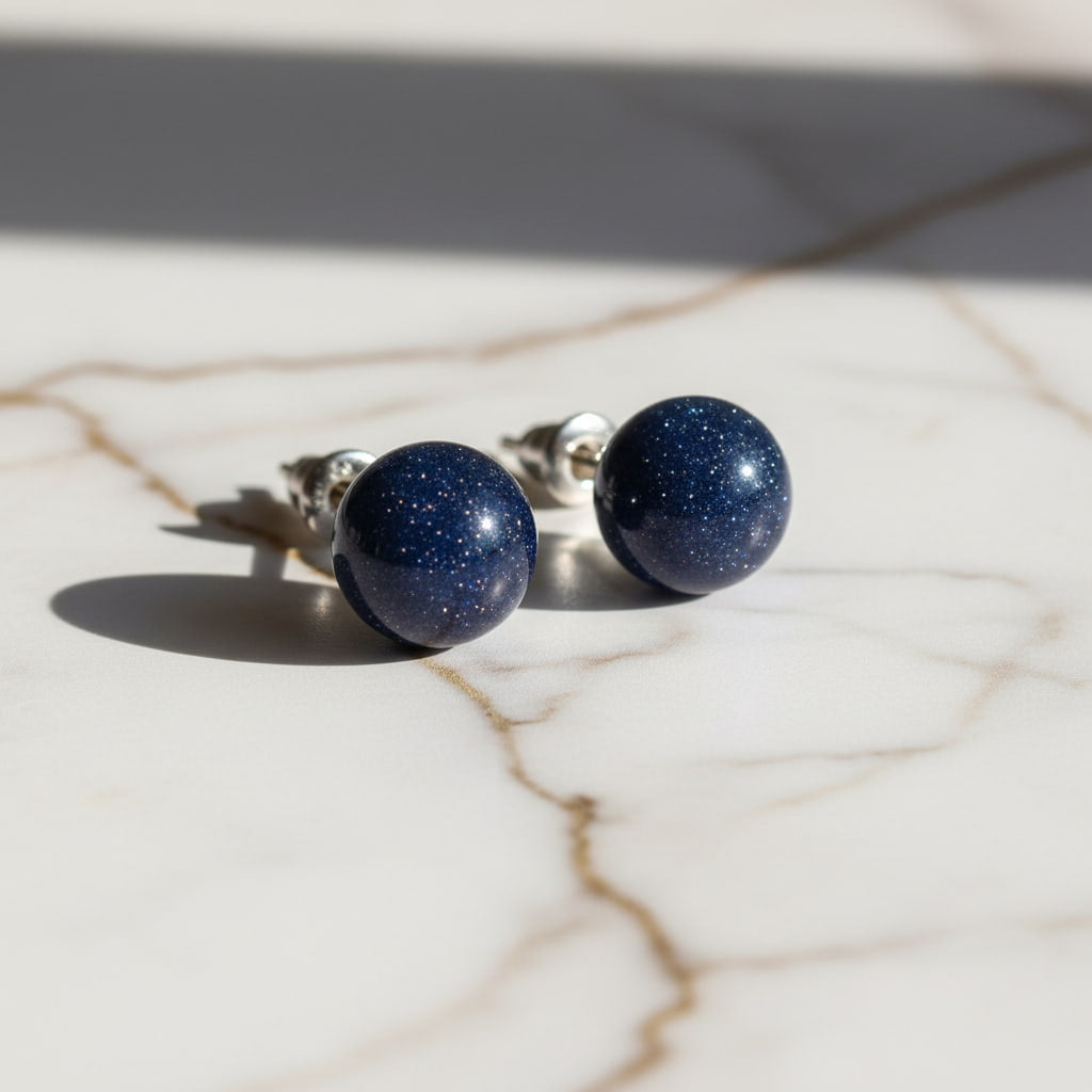 Ohrringe mit funkelnden Blaufluss Kugeln
