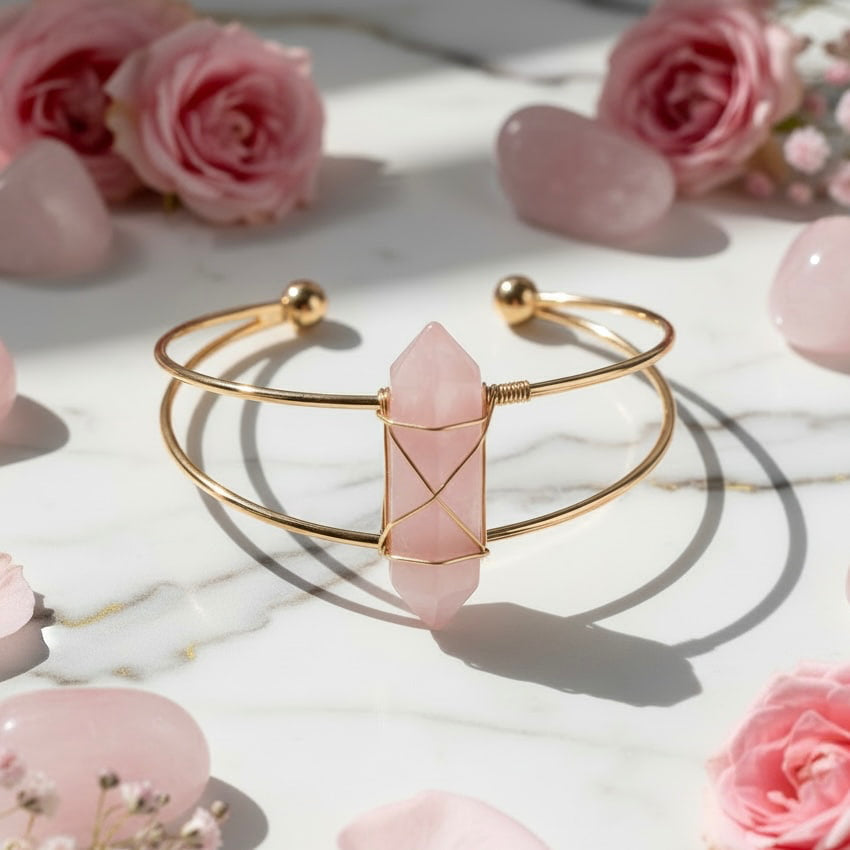 Rosenquarz Armreif - Tägliche Selbstliebe CrystalScents