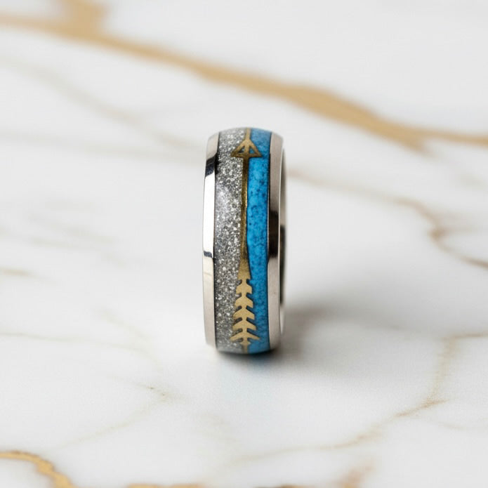 Ring mit blau Pfeil-Design – dekoratives Accessoire für markanten Look CrystalScents