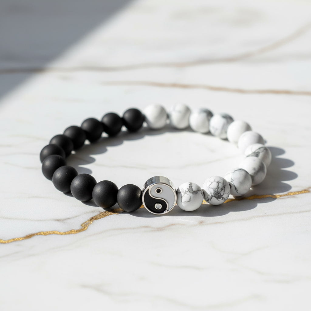 Howlit Vulkanstein Armband - Yin & Yang