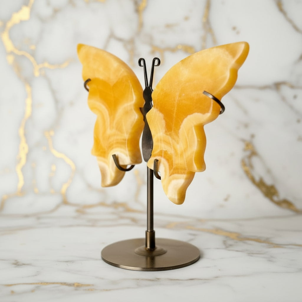 Calcit Schmetterling - Strahlend gelbe Flügel CrystalScents