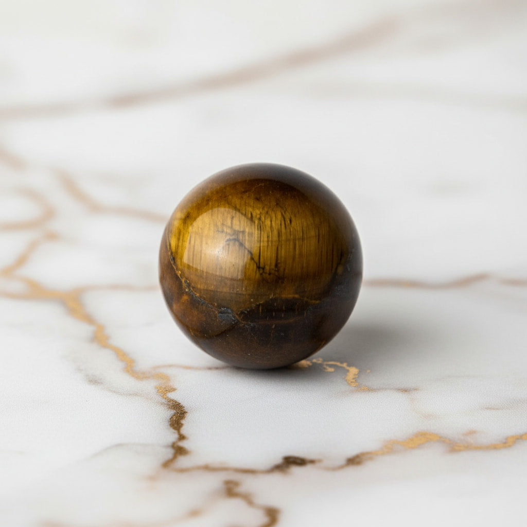 Tigerauge Kugel Mini - Warmer Schutzstein