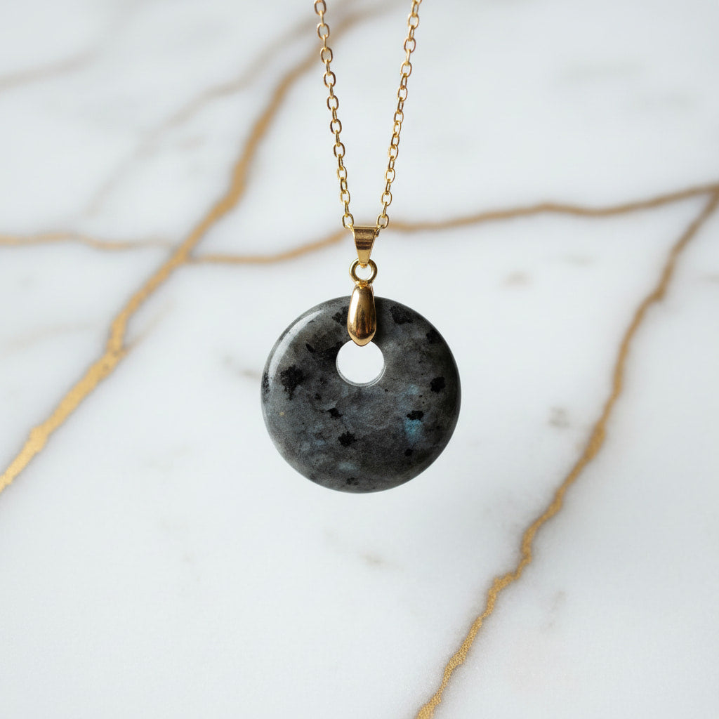 Labradorit Halskette - Rundes Design CrystalScents