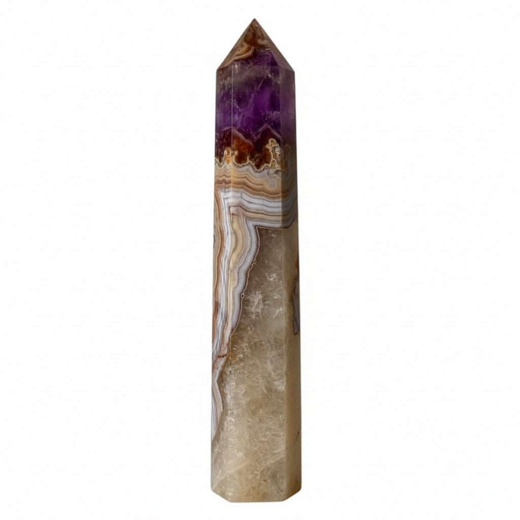 Amethyst Achat Obelisk - elegantes Highlight für Wohnräume