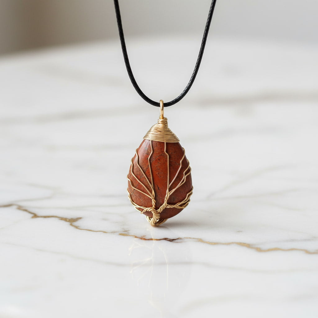 Roter Jaspis Halskette - Erdung & Stärke CrystalScents