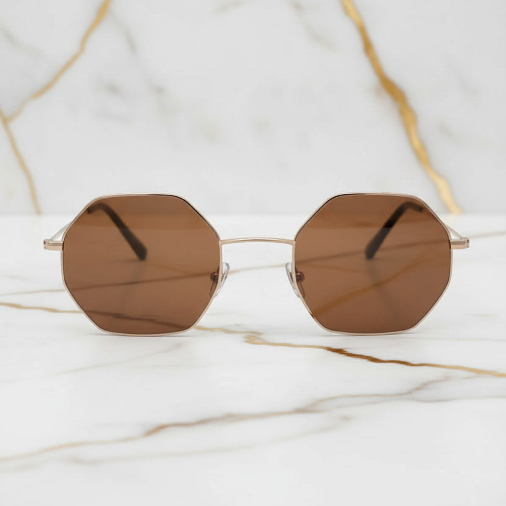 Sonnenbrille – Goldbraun Eckig CrystalScents