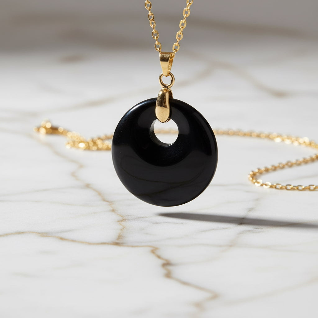 Obsidian Halskette - Rundes Design