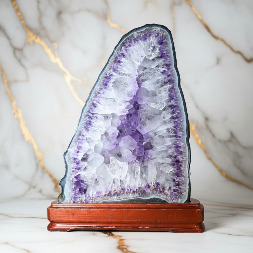 Sehr große Amethystdruse auf Podest – Erdung & Schönheit CrystalScents