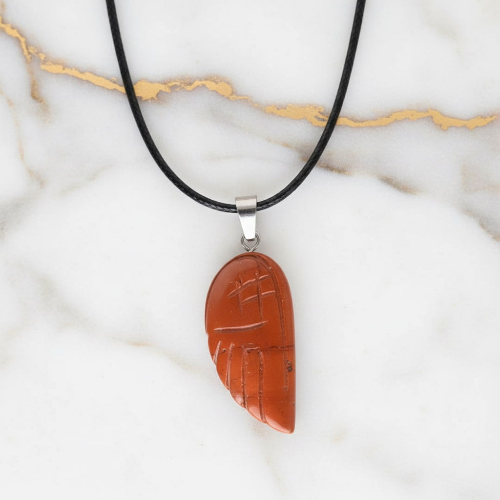 Roter Jaspis Halskette - Flügel Anhänger CrystalScents