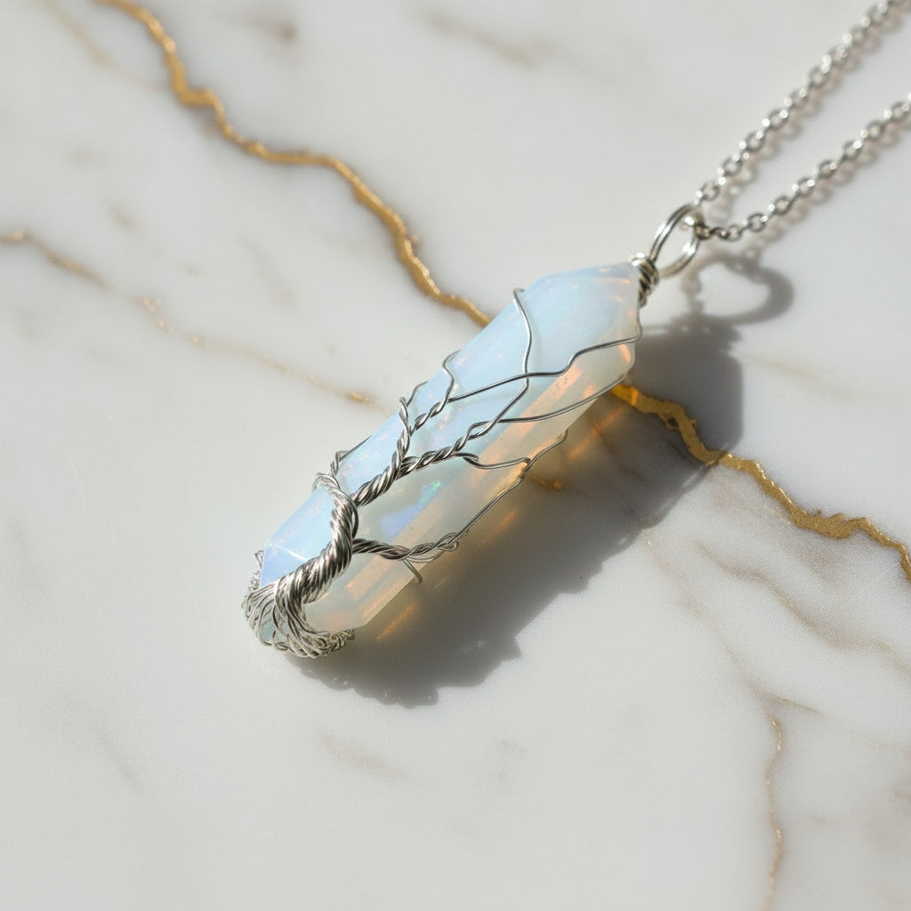 Opalit Halskette - Silberner Doppelender CrystalScents