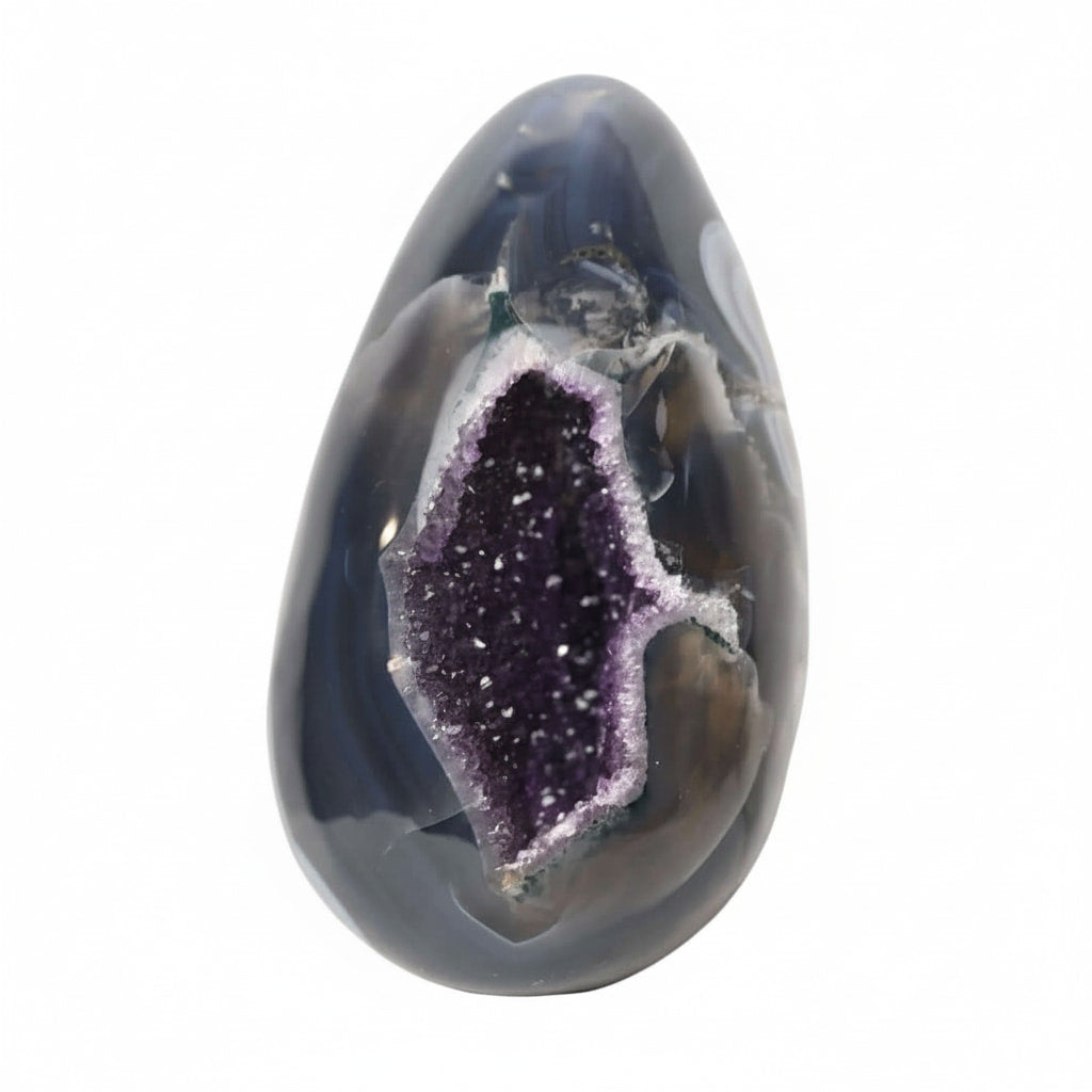 Großes Achat Ei - mit violetter Druse CrystalScents