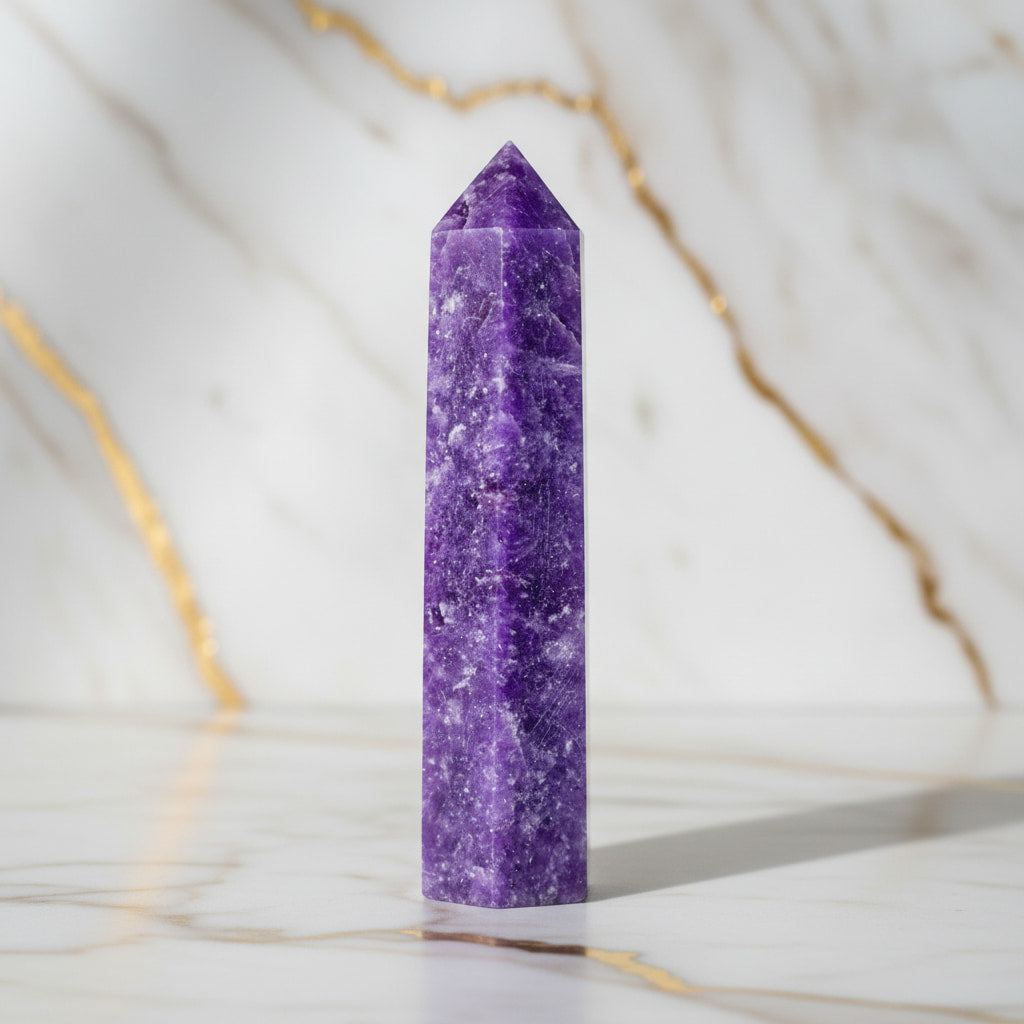 Lepidolith Obelisk – Begleiter für Gelassenheit CrystalScents