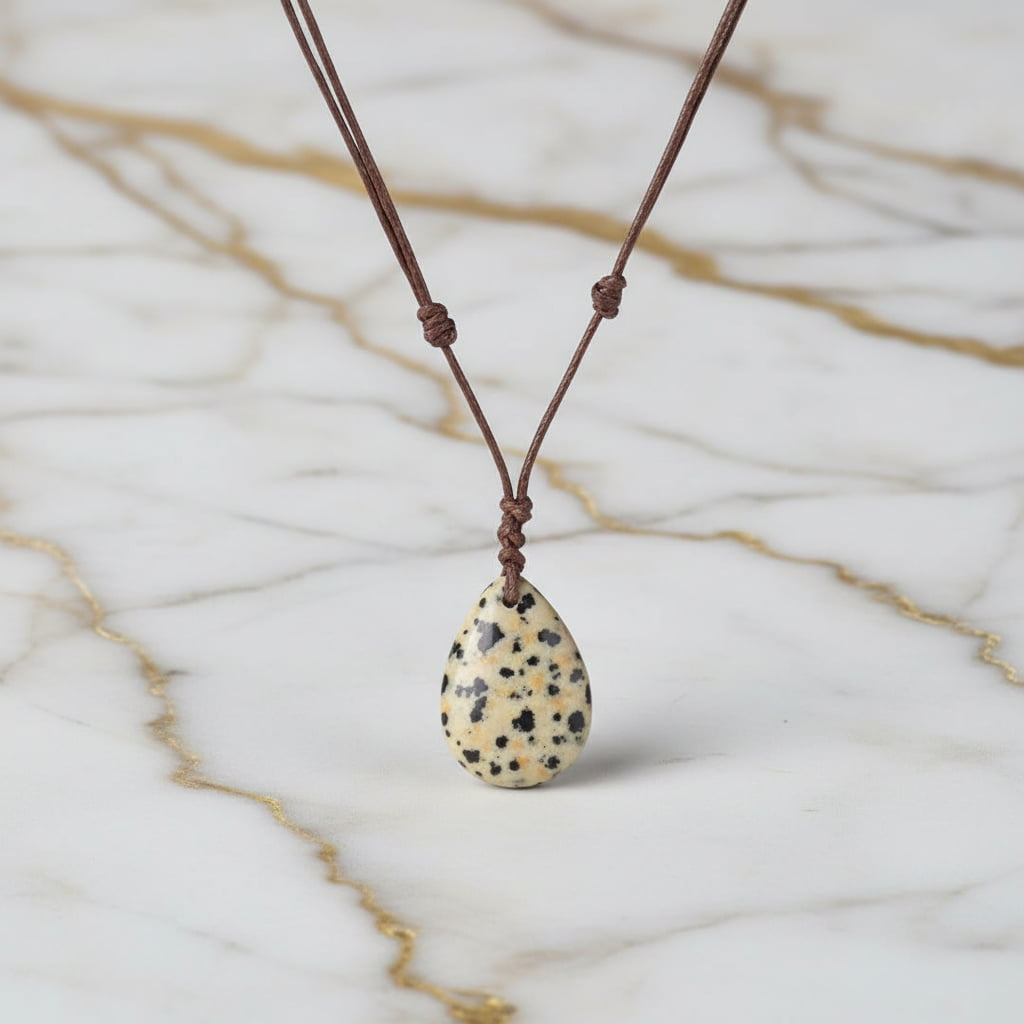 Jaspis Halskette - Dalmatiner Anhänger