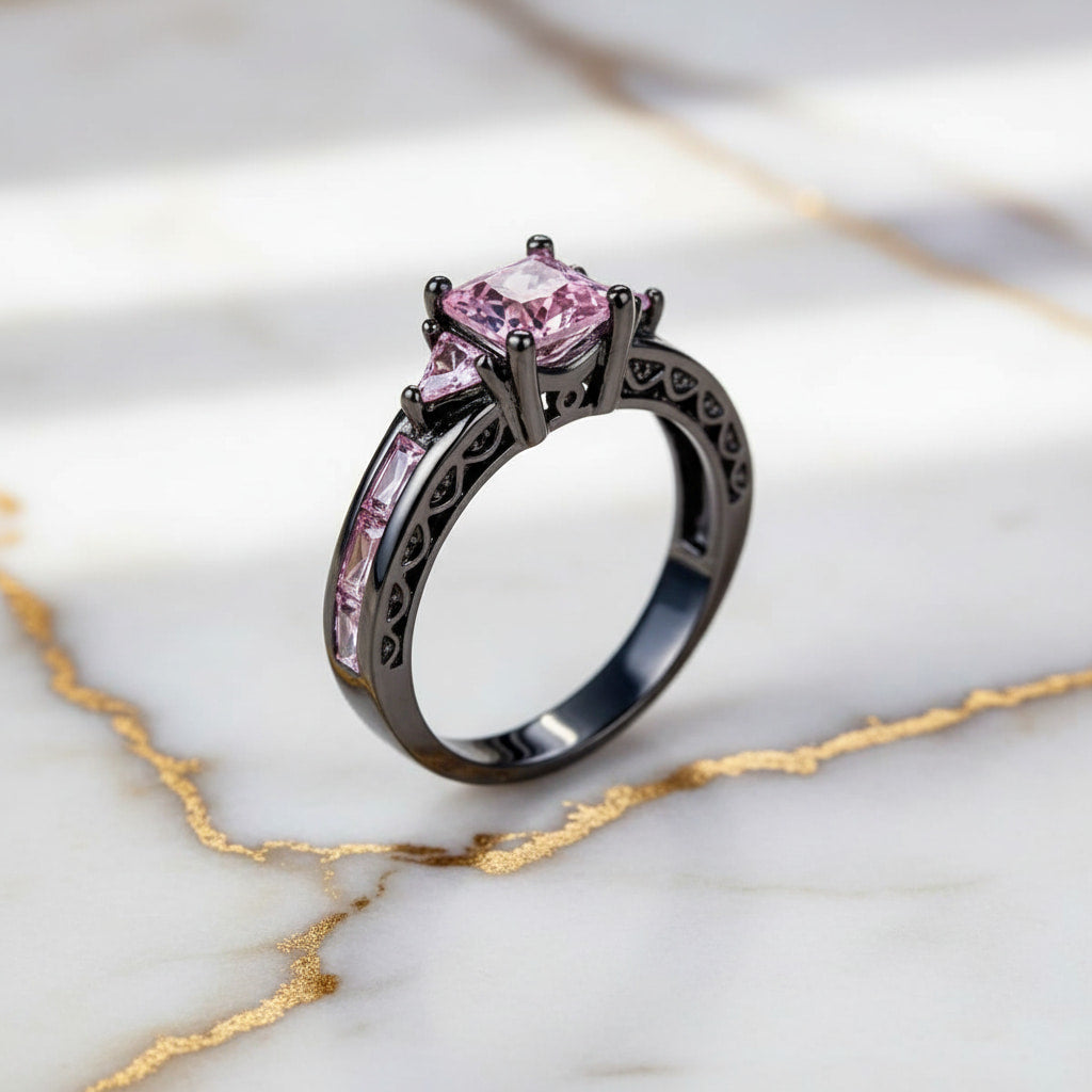 Ring in Silber mit rosa Steinen CrystalScents