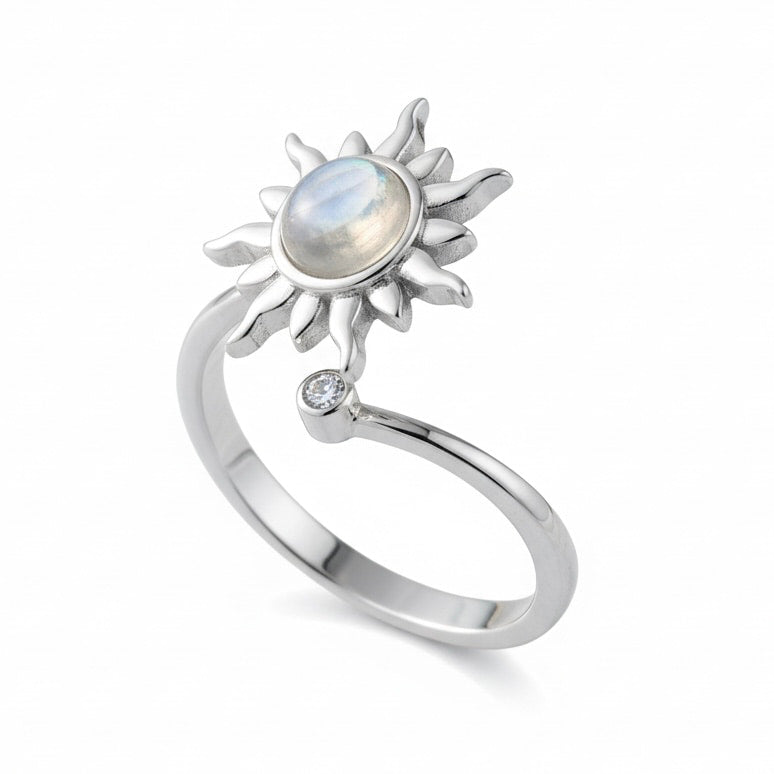 Ring offen silber mit drehbarer Sonne CrystalScents