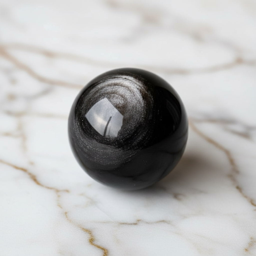 Silber Obsidian Kugel – Silber Schimmer CrystalScents