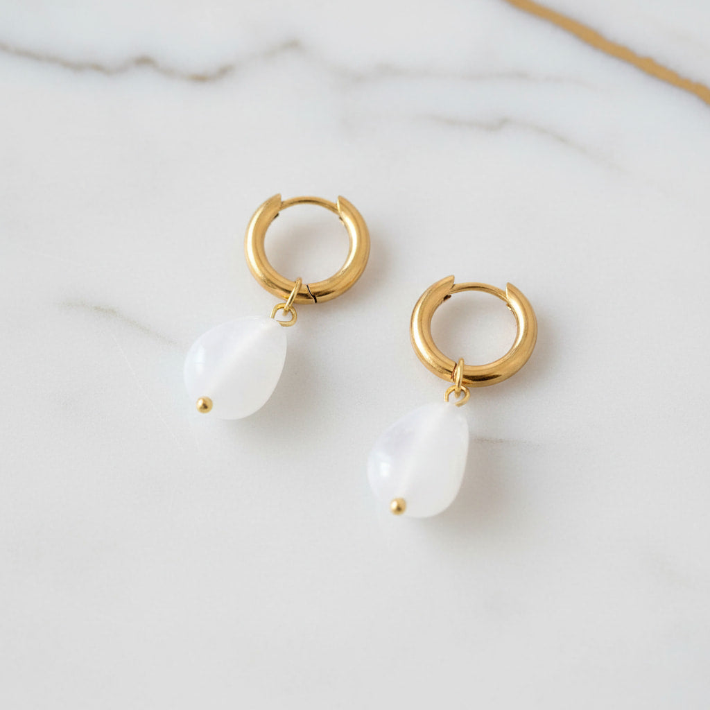 Ohrringe Gold mit Bergkristall Tropfen