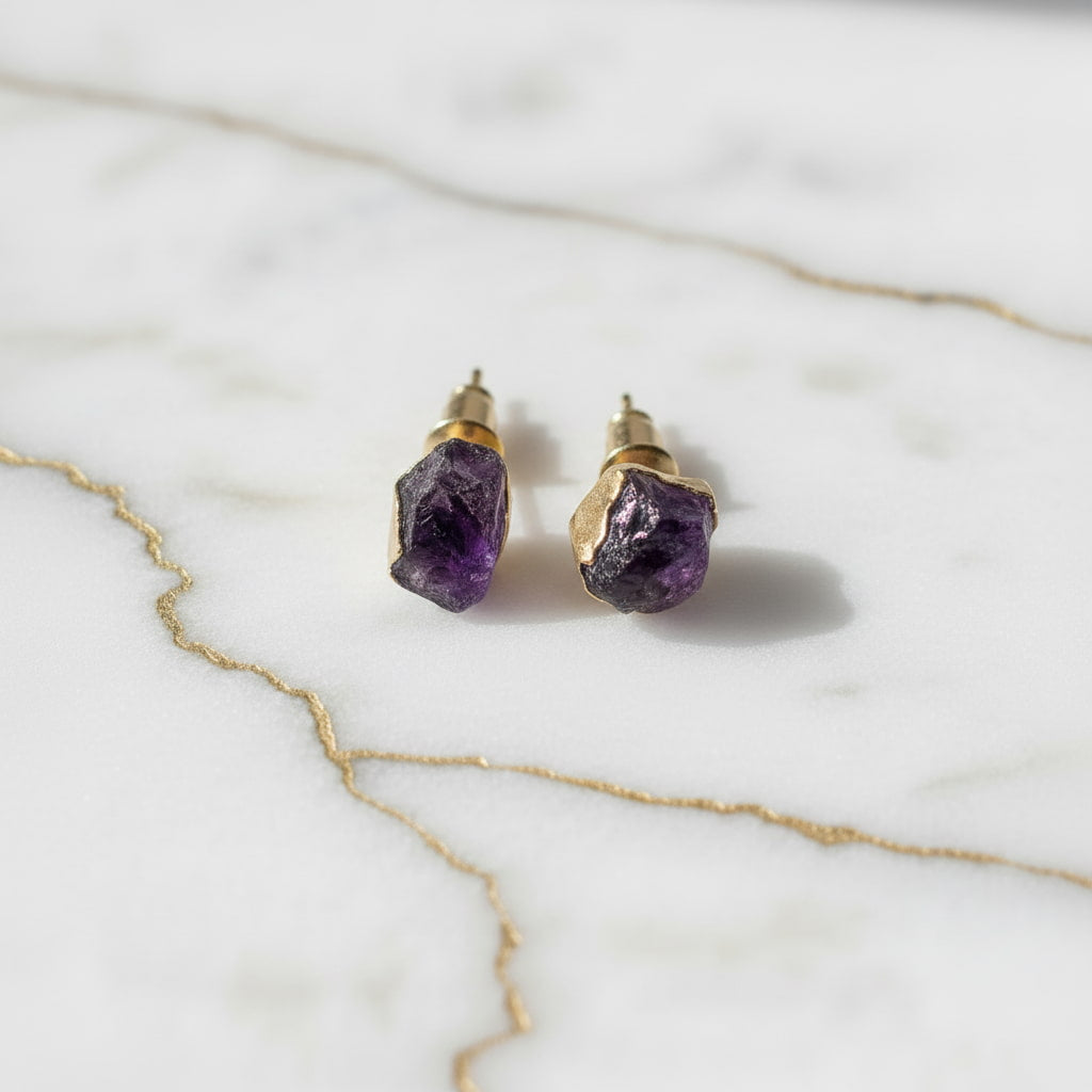Amethyst Ohrringe – Funkelnde Naturkraft | CrystalScents CrystalScents
