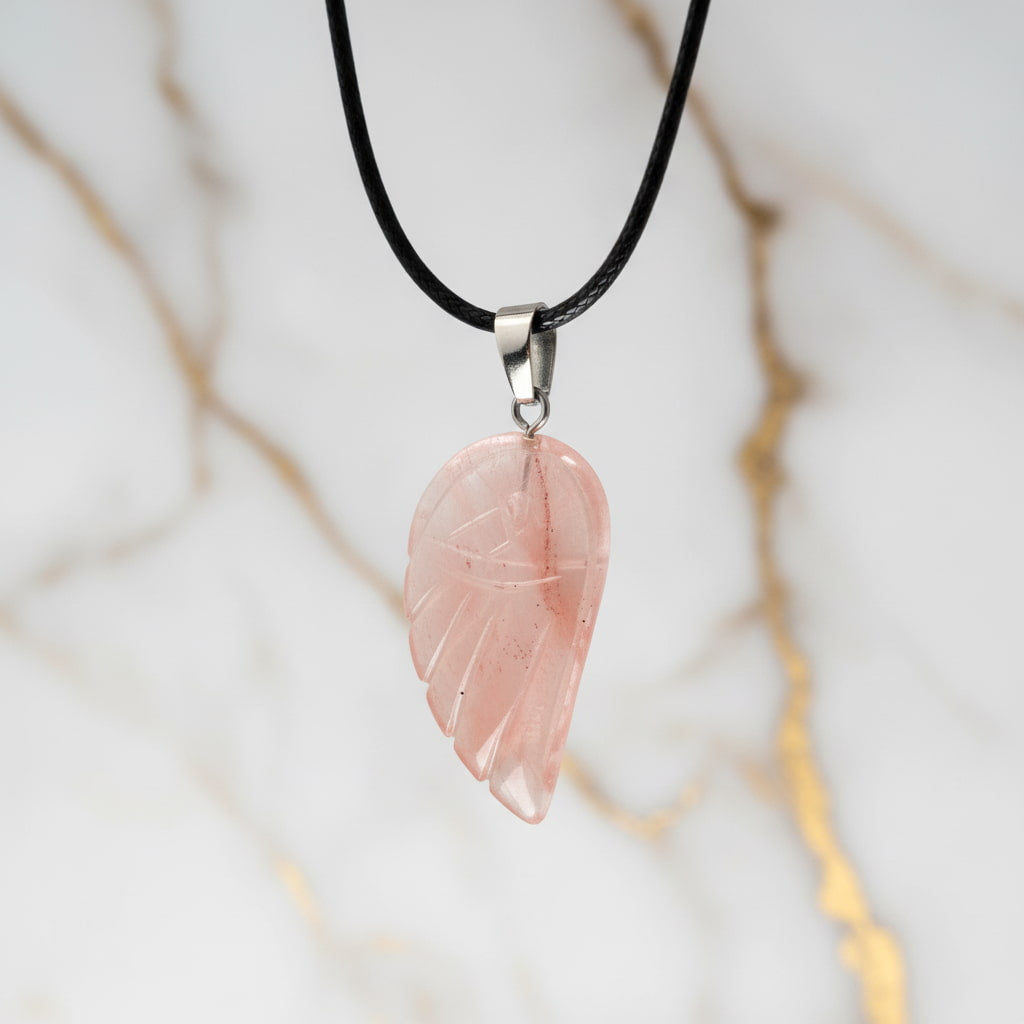 Feuerquarz Halskette - Flügel Anhänger CrystalScents