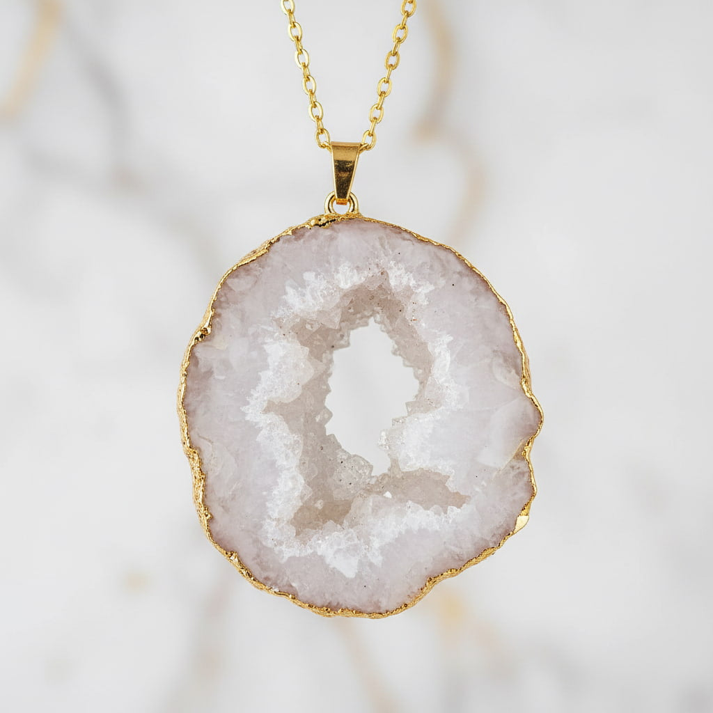 Achat Halskette – Funkelnder weißer Anhänger CrystalScents