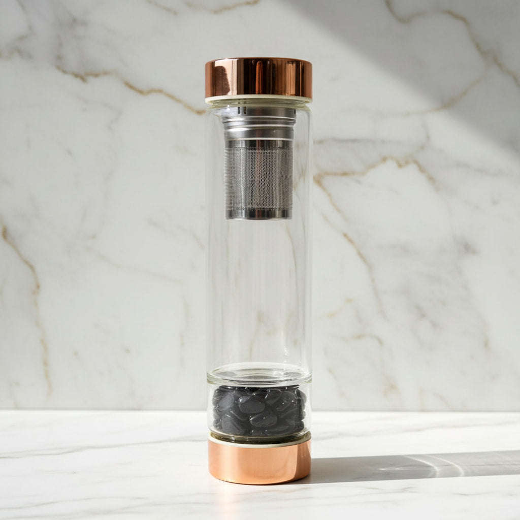 Obsidian Glasflasche – Tee unterwegs CrystalScents
