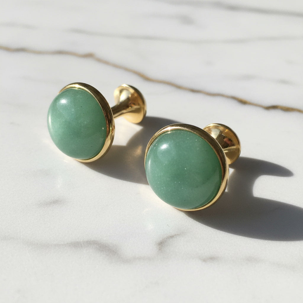 Aventurin Manschettenknöpfe - Gold
