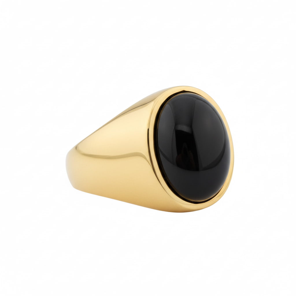 Onyx Ring Gold oval großer Stein Statement Schmuck CrystalScents