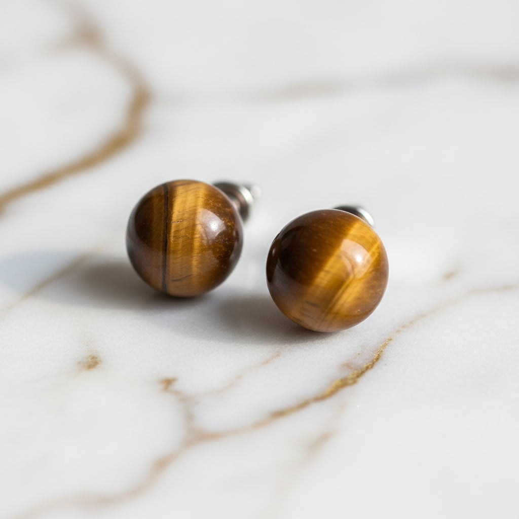 Tigerauge Ohrstecker - Schimmernde Kugeln JETZT sichern CrystalScents
