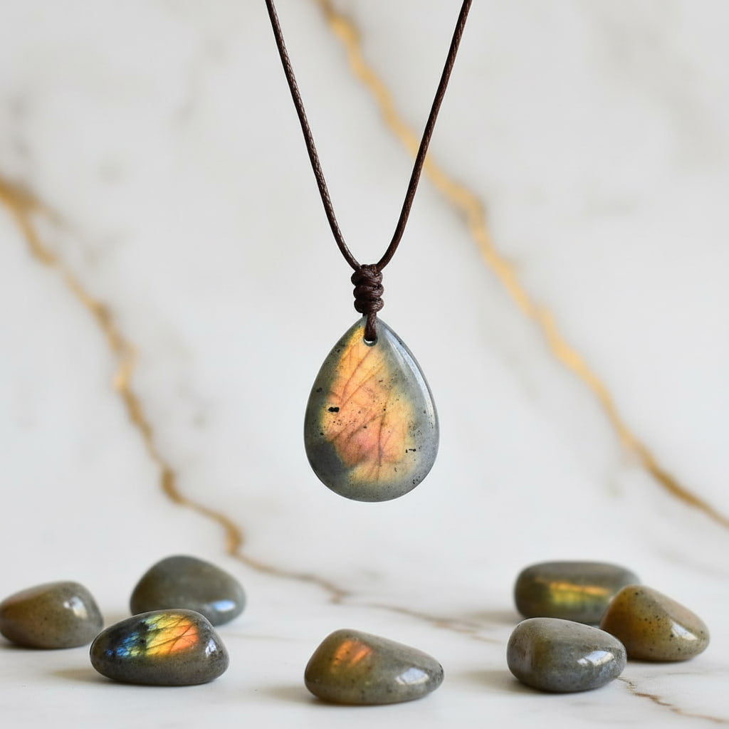 Labradorit Halskette - Tropfenförmiger Anhänger