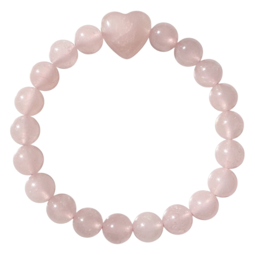 Rosenquarz Kugelarmband - Herz CrystalScents