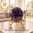 Amethyst Kugel (5-6 cm) inkl. goldenem Aufsteller – Unikat der Natur CrystalScents