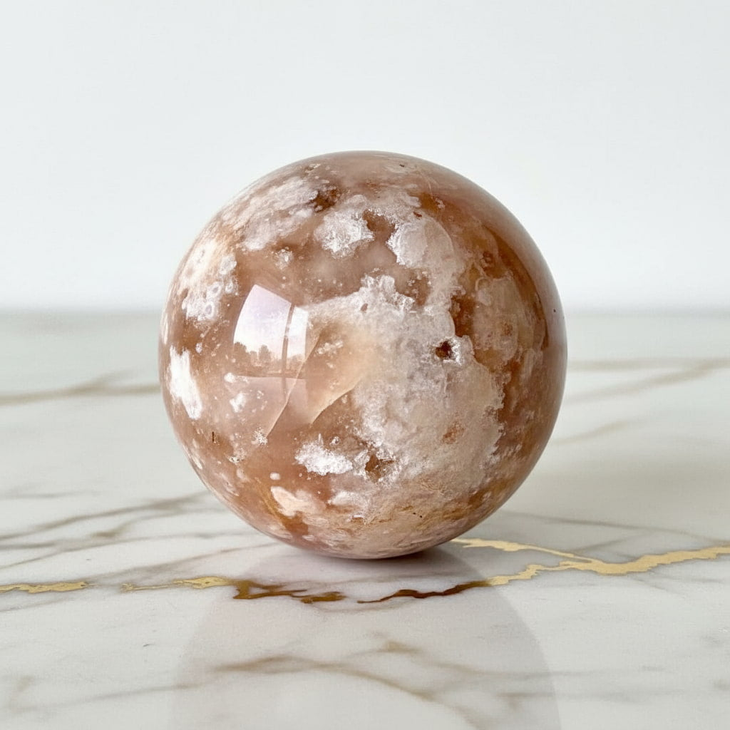 Kirschblüten Achat Kugel – Wohnhighlight für Harmonie & Ausgleich CrystalScents