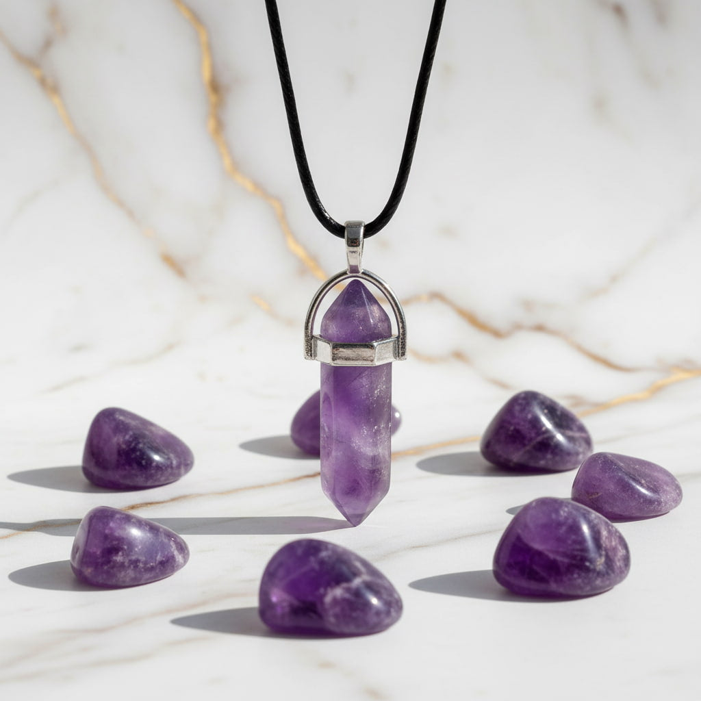 Amethyst Halskette - Doppelender