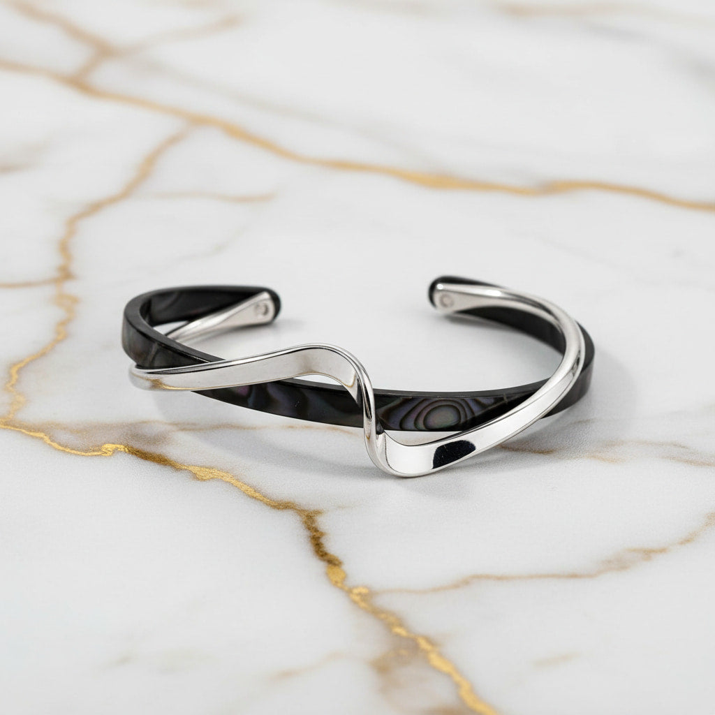 Armband - Perlmutt in Schwarz mit Silber CrystalScents