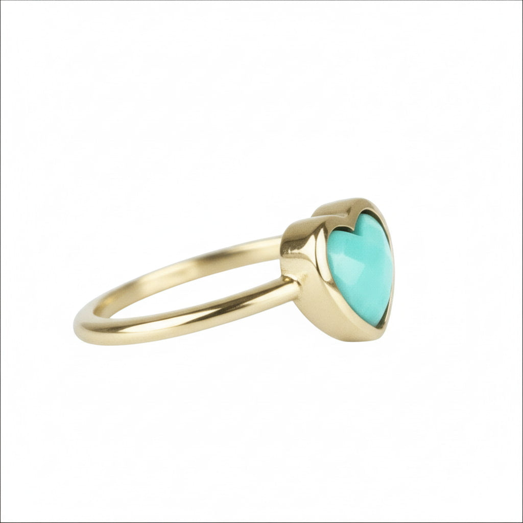 Ring in Gold mit türkisem Herz CrystalScents