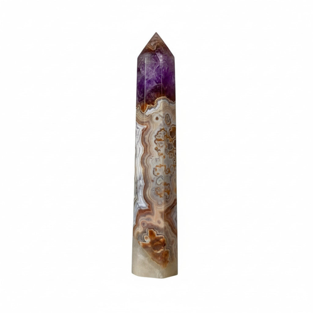 Amethyst Achat Obelisk - elegantes Highlight für Wohnräume