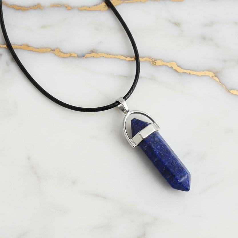 Lapislazuli Halskette – Doppelender-Anhänger für Balance CrystalScents