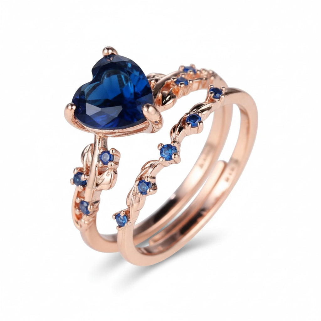 Ring – 2-teilig mit dunkelblauem Herz CrystalScents