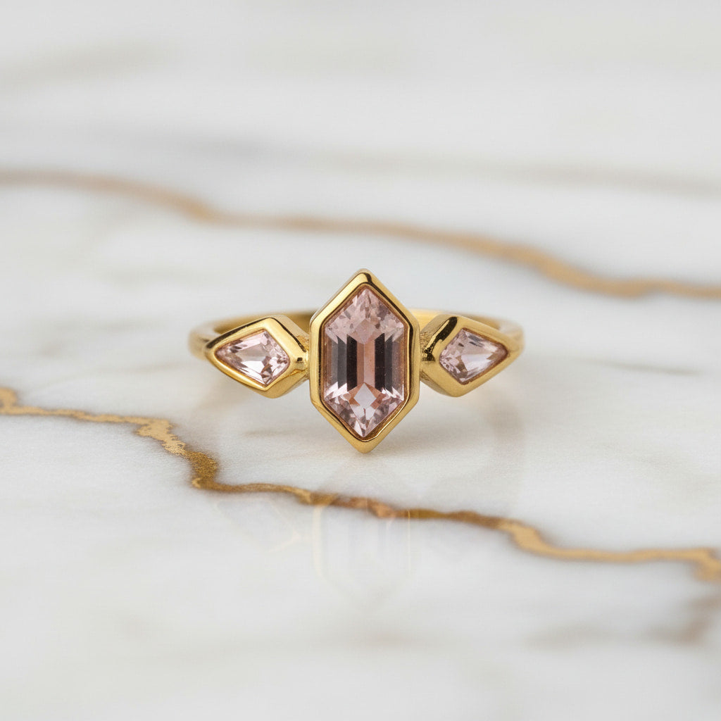 Ring – Goldener mit rosafarbenem Akzent CrystalScents