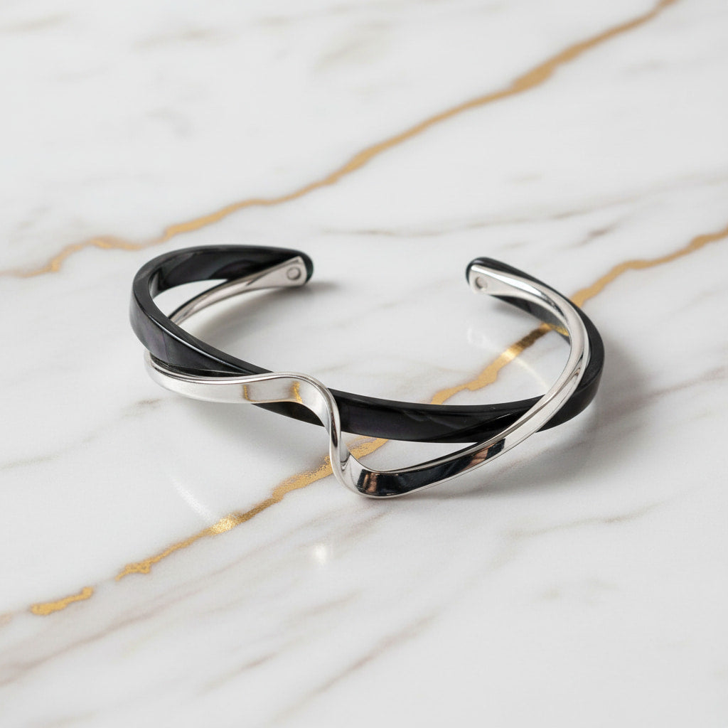 Armband - Perlmutt in Schwarz mit Silber CrystalScents
