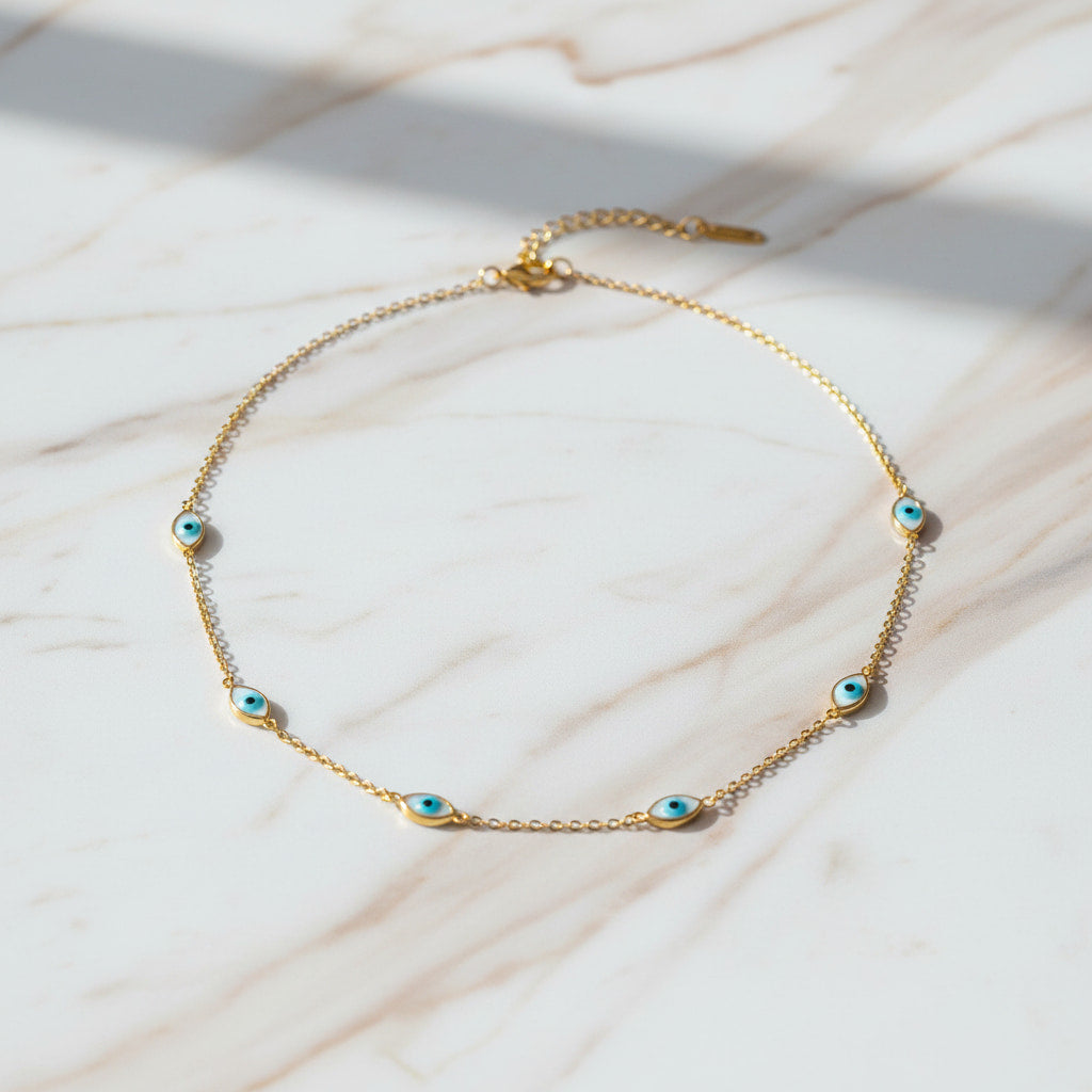 Halskette Gold „Schützendes Auge“ – Elegantes Schmuckstück CrystalScents