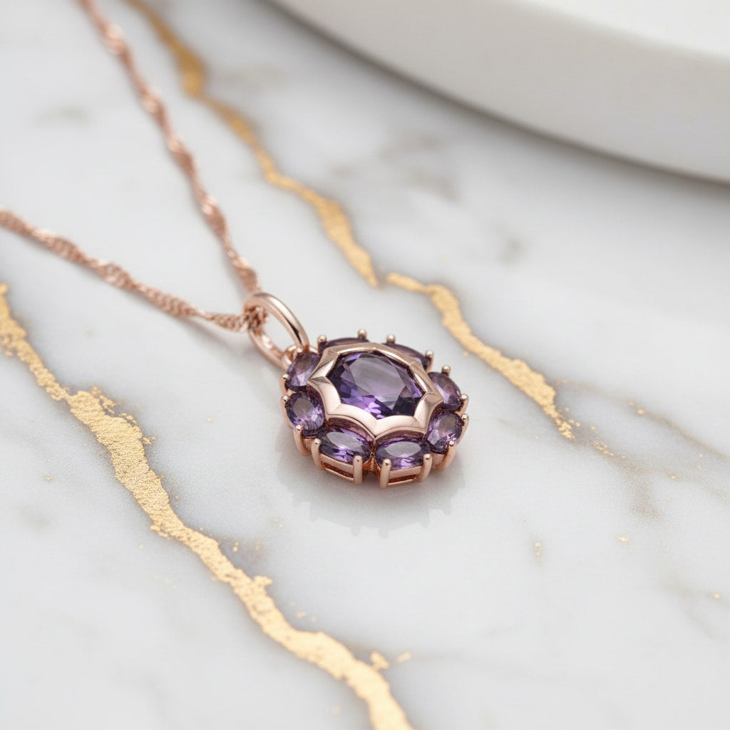 Goldkette – Mit lila Anhänger für besondere Ausstrahlung CrystalScents