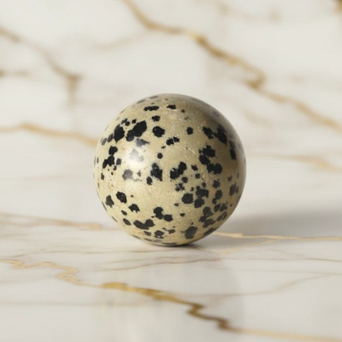 Jaspis Kugel - Dalmatiner Muster